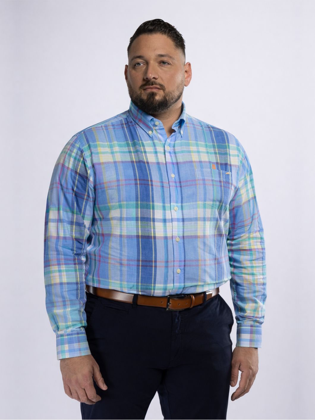 Chemise en Lin à Carreaux Grande Taille